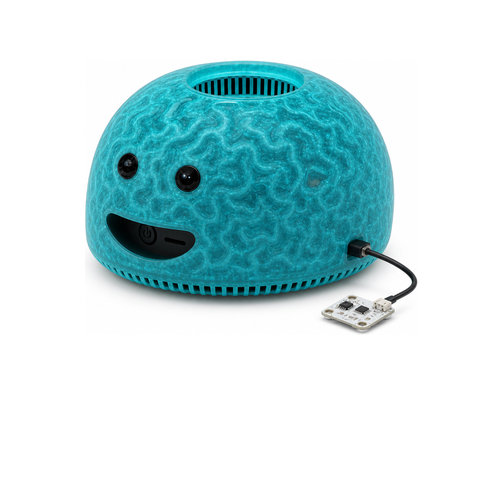 BRAIN-PRO translucent teal shell with side STEMMA board